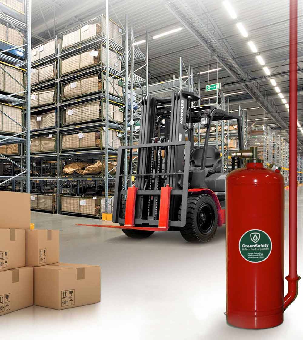 Erogatore antincendio specifico per magazzini a polvere secca ultrarapida Ipex 50 Greensafety